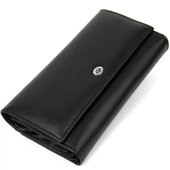 Універсальний жіночий стильний гаманець ST Leather Wallet 19388 Чорний