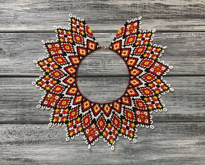 Традиционная украинская силянка из чешского бисера HatynkaUA Traditional Necklace ручной работы (SUN999_06)