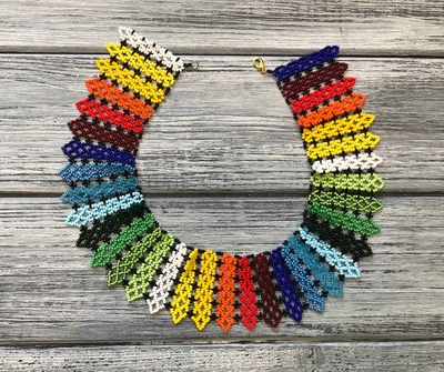 Колье из чешского бисера HatynkaUA Rainbow Necklace ручной работы "Радуга" (SUN999_01)