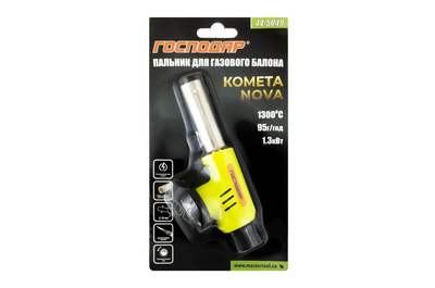 Горілка для газового балону MASTERTOOL "Комета NOVA" п'єзопідпал Ø19 мм/1300°С 44-5049