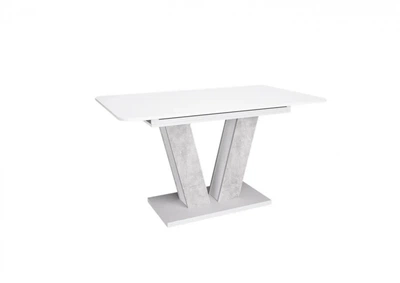 Стол обеденный раскладной в гостиную, кухню ТМ ІНТАРСІО Torino 140(180)x80 см белая аляска/индастриал (ламинированная ДСП)