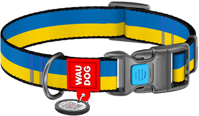 Нашийник для собак нейлоновий WAUDOG Nylon з QR паспортом малюнок "Colors of freedom" пластиковий фастекс M Ш 20 мм Дов 28-40 см (4502-4020Collar)