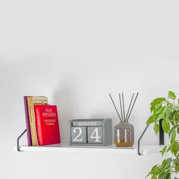Полиця настінна одинарна Adore Decor Чорний/Білий (метал/ЛДСП) (PN1b-dW)