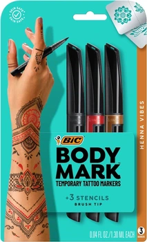 Набор маркеров для татуировки BIC BodyMark Temporary Tattoo Marker 3 шт. (MTBP31HN-AST)