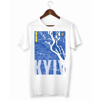 Футболка біла з принтом "Kyiv. Киев. Місто України. Карта з супутником" Push IT XXXL