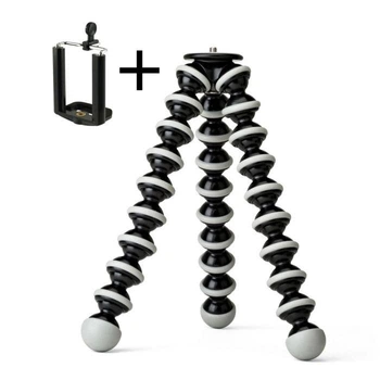 Гибкий штатив, трипод для смартфона, GoPro, камеры + держатель Alitek Flexible Black / white L (A-621020)