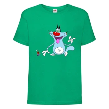 Футболка детская Огги и тараканы (Oggy and cockroaches) зеленая (top OG grn4) 104 см