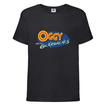Футболка детская Огги и тараканы (Oggy and cockroaches) черная (top OG blc6) 152 см