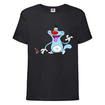 Футболка детская Огги и тараканы (Oggy and cockroaches) черная (top OG blc4) 152 см