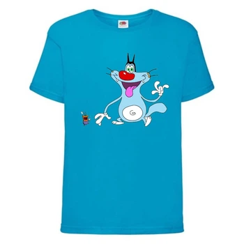 Футболка детская Огги и тараканы (Oggy and cockroaches) синяя (top OG blu4) 116 см