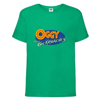 Футболка детская Огги и тараканы (Oggy and cockroaches) зеленая (top OG grn6) 164 см