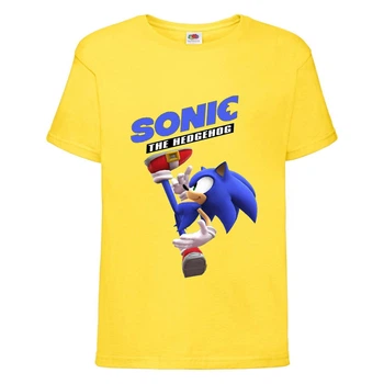 Футболка детская Соник удар ногой (SONIC) Желтая (snc yl-1) 164 см