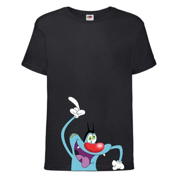 Футболка детская Огги и тараканы (Oggy and cockroaches) черная (top OG blc3) 128 см
