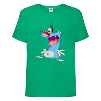 Футболка детская Огги и тараканы (Oggy and cockroaches) зеленая (top OG grn1) 164 см