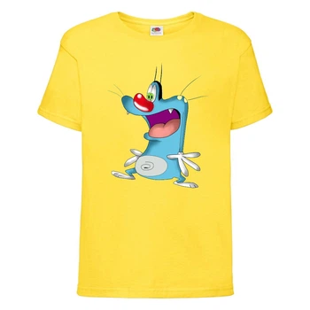 Футболка детская Огги и тараканы (Oggy and cockroaches) желтая (top OG yel 1) 128 см