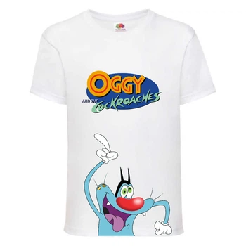 Футболка детская Огги и тараканы (Oggy and cockroaches) белая (top OG2 wh) 152 см