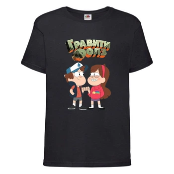 Футболка дитяча Гравити Фолз Мэйб і Діппер 3 (Gravity Falls Mayb and Dipper 3) чорна (GF blc-6) 104 см