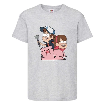 Футболка дитяча Гравити Фолз Мэйб і Діппер 10 (Gravity Falls Mayb and Dipper 10) сіра (GF gr-04) 116 см