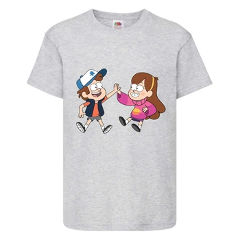 Футболка детская Гравити Фолз Мэйб и Диппер 11 (Gravity Falls Mayb and Dipper 11) серая (GF gr-05) 104 см