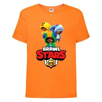 Футболка детская Бравл Старс Три Лиона (Brawl Stars 3 Lion) оранжевый (BS or-7) 128 см