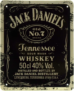 Металева табличка "Jack Daniel’s Old №7 (Lynchburg, Tennessee 37352 U.S.A.)" (ms-103576)