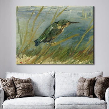 Картина Холстович Зимородок 30x40 см. Картина Винсета Ван Гога для офиса, гостиной, спальни, кухни, ресторана, интерьера