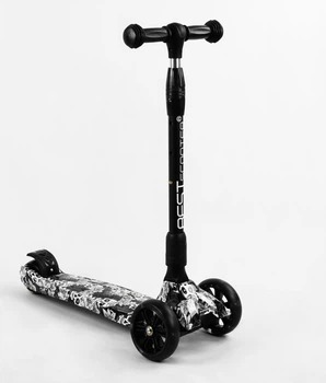 Самокат трехколесный Best Scooter MAXI складной колеса PU со светом Skulls and flowers 60 кг Разноцветный (105402)