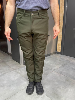 Штани зимові тактичні софтшел флісові, розмір M, Оливкові, утеплені штани для військових