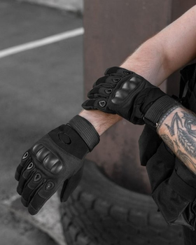 Демисезонные тактические перчатки с флисовой подкладкой Черные М 18-20 см.