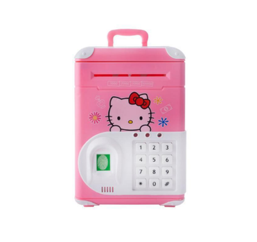Електронна скарбничка-сейф Hello Kitty з кодовим замком відбитком пальця у вигляді валізи Рожева