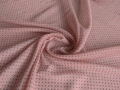 Ткань Шифон металлик мелкий горошек, темно-персиковый, пог. м. (ш36, 2003026, цв2)