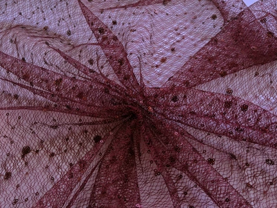 Ткань Фатин с пайетками паутинка, бордо, пог. м. (ф35, 2007071, цв9)
