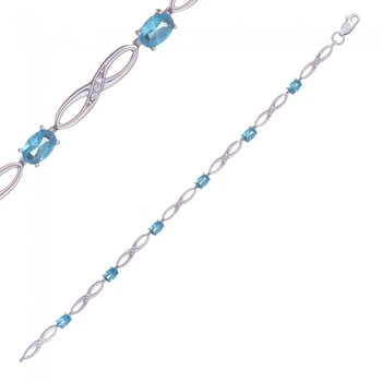 Браслет Jewel-case Серебряный браслет Восьмерка с голубым камнем 4303-1 18.0