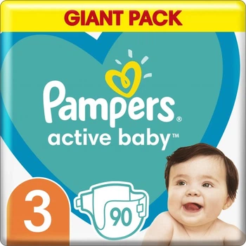 Подгузники Pampers Active Baby Размер 3 Extra Sleep 90 штук 6-10 кг