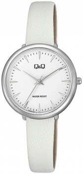 Женские часы Q&Q QC35J301Y Белый/серебро с белым ремнем