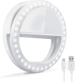 Кільцева лампа для селфі Selfie Ring Light (LED лампа) універсальна світлодіодна з акумулятором White