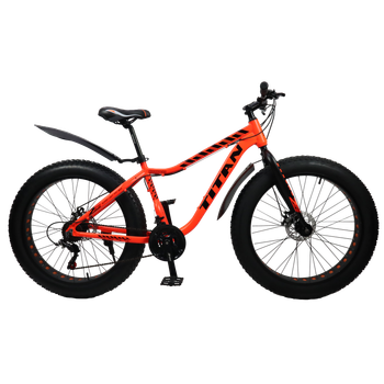 Велосипед Titan Crossover 26" Алюмінієва рама 17" Неон Чорний-Помаранчевий Фетбайк 4.0"