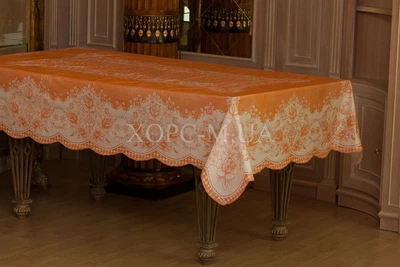 Cкатерть XOPC-M "Кружевная" из рельефного винила 135х180см (106-20) (514-wh-orng)
