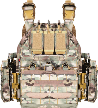 Плитоноска-тактичний швидкознімний військовий жилет YAKEDA з підсумками під дев'ять ріжків АК,AR15 та системою MOLLE Мультикам