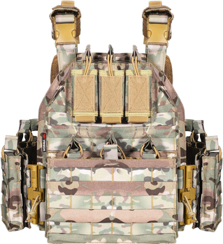 Плитоноска-тактичний швидкознімний військовий жилет YAKEDA з підсумками під дев'ять ріжків АК,AR15 та системою MOLLE Мультикам