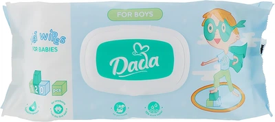 Влажные салфетки без запаха для мальчиков, с клапаном - Dada Wipes For Boys 120шт (837175-29963)
