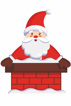Новорічна наклейка Санта в димоході (новорічний декор дід мороз позитивні стікери червоний) матова 740х900 мм