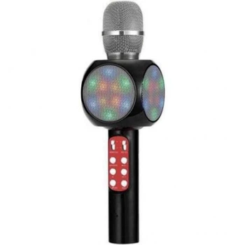Бездротовий караоке мікрофон з динаміком і музикою кольорів USB AUX FM Wster WS-1816 чорний
