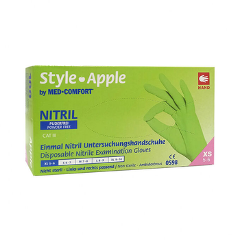Перчатки нитриловые XS зеленые Ampri STYLE APPLE неопудренные 100 шт