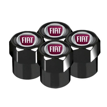 Набор колпачков на ниппель для автомобиля с лого Fiat SUNROZ Caps Short Black Фиат 4 штуки (A-67071)