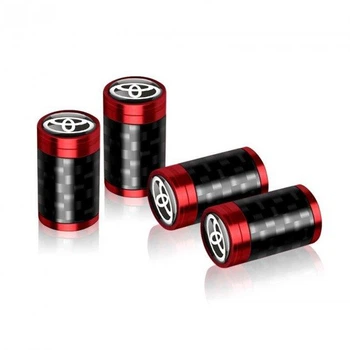 Защитные Набор колпачков на ниппель для автомобиля Toyota SUNROZ Caps Premium Carbon Red Тойота 4 штуки (A-67604)
