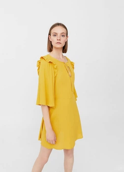 Платье Mango XS Горчичный 14025020_14