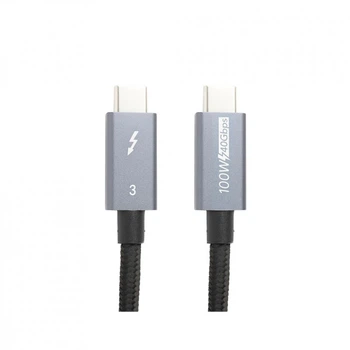 Дата кабель USB-C to USB-C 1.0m Thunderbolt 3 40Gbps, 100W, 20V/ 5A, 4K/ PowerPlant (CA913336) (260855)