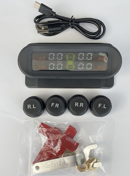 Система контроля давления и температуры в шинах TPMS с 4 внешними датчиками, солнечная панель