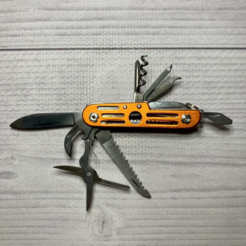 Нож Мультитул, Туристический Складной 10 Предметов Orange